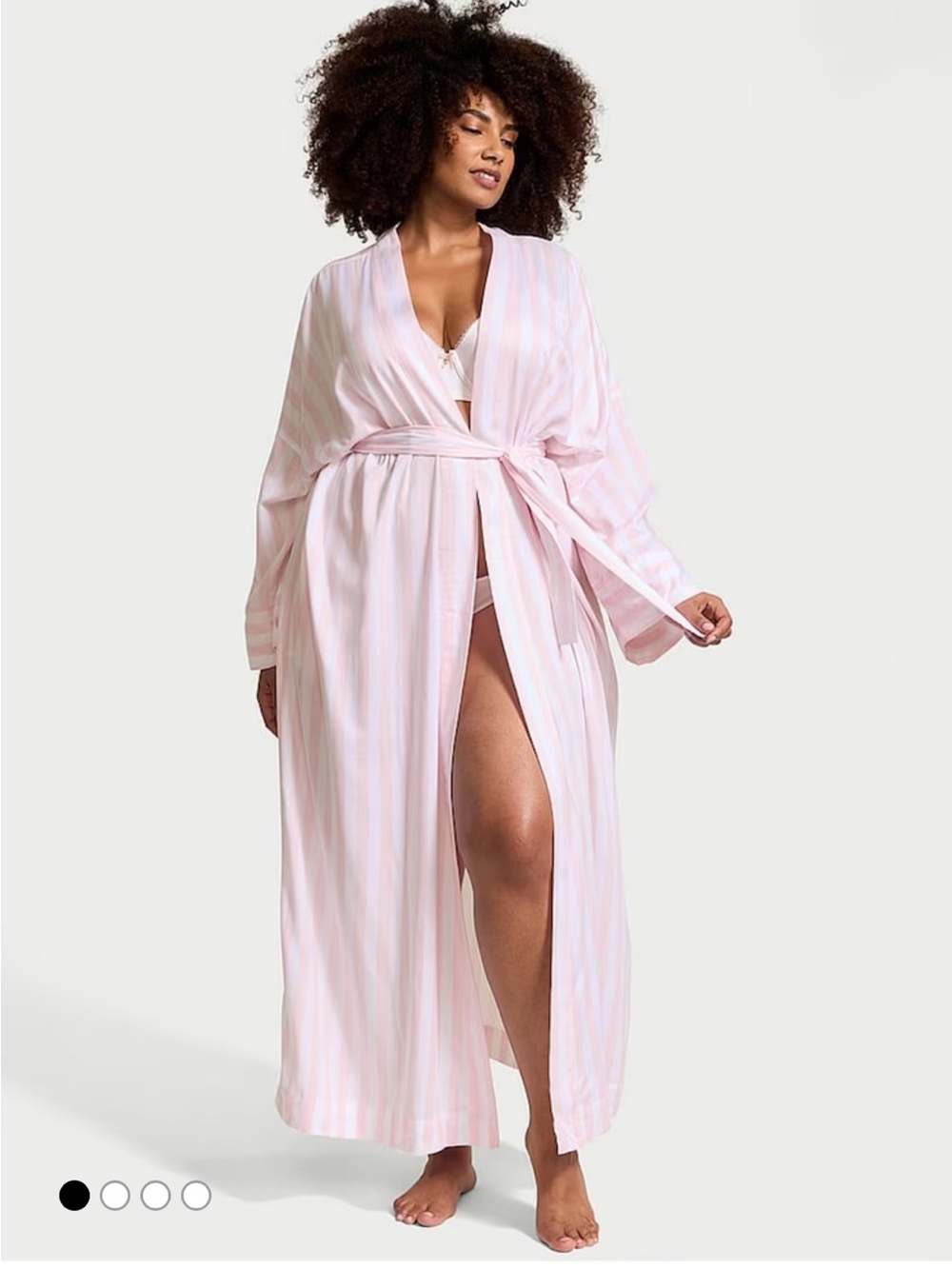 Victoria’s Secret Modal Cotton Long Robe in Pretty Blossom Stripes